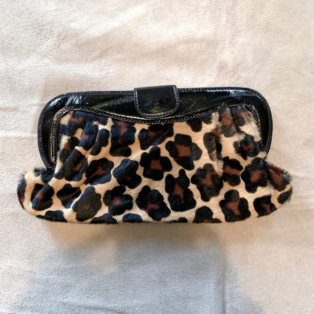 AUTHENTIC FRANCHI LEATHER-TRIMMED PONEYHAIR CLUTCH